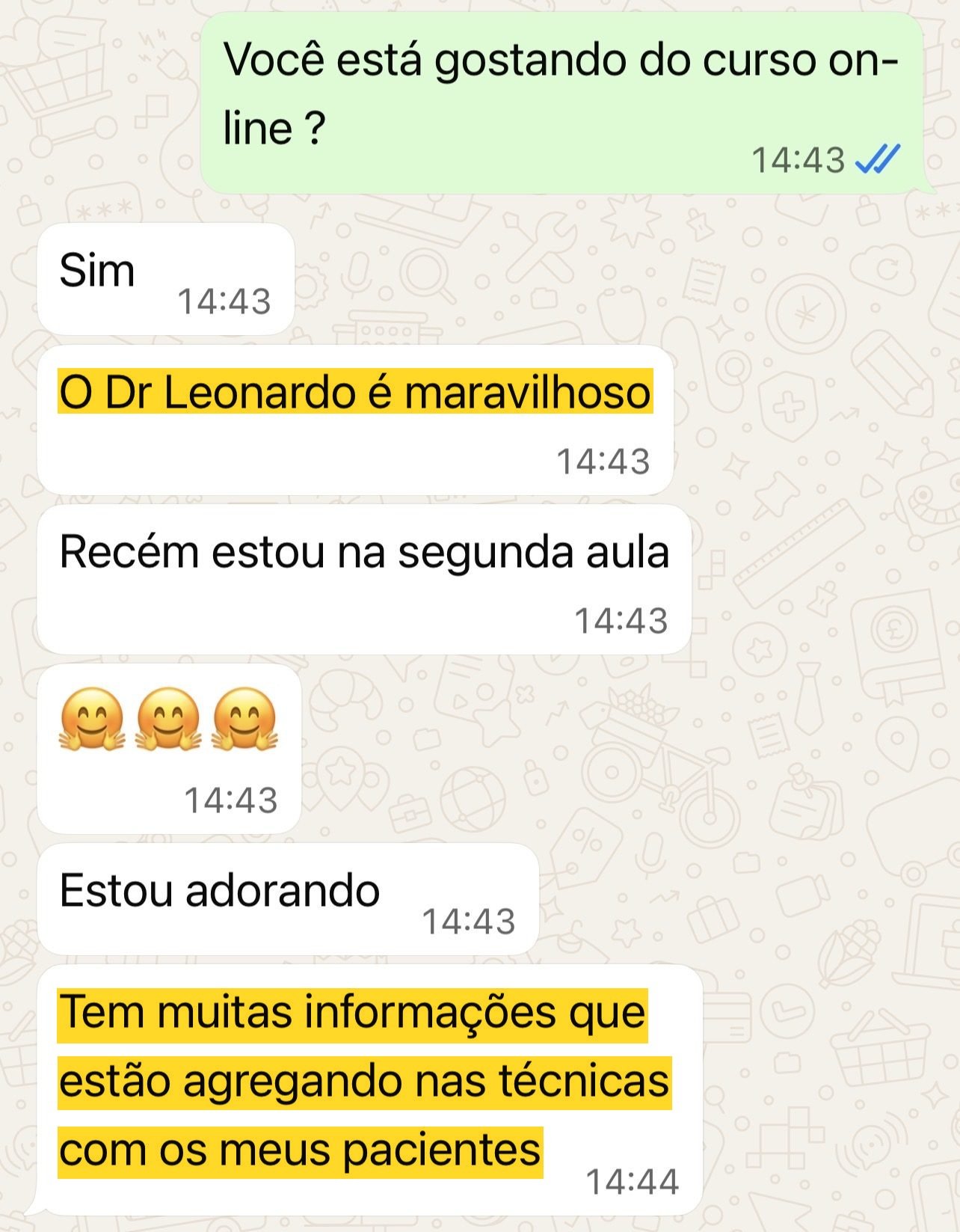 Depoimento de aluna sobre o curso online