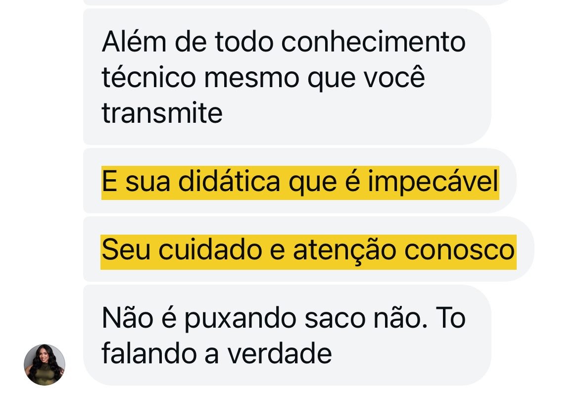 Depoimento sobre a didática do curso