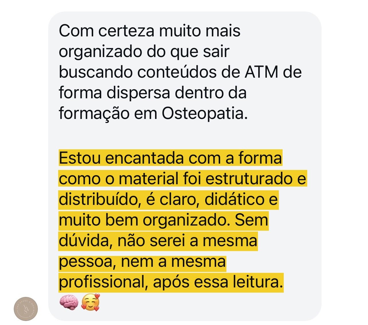 Depoimento de aluna de formação em Osteopatia