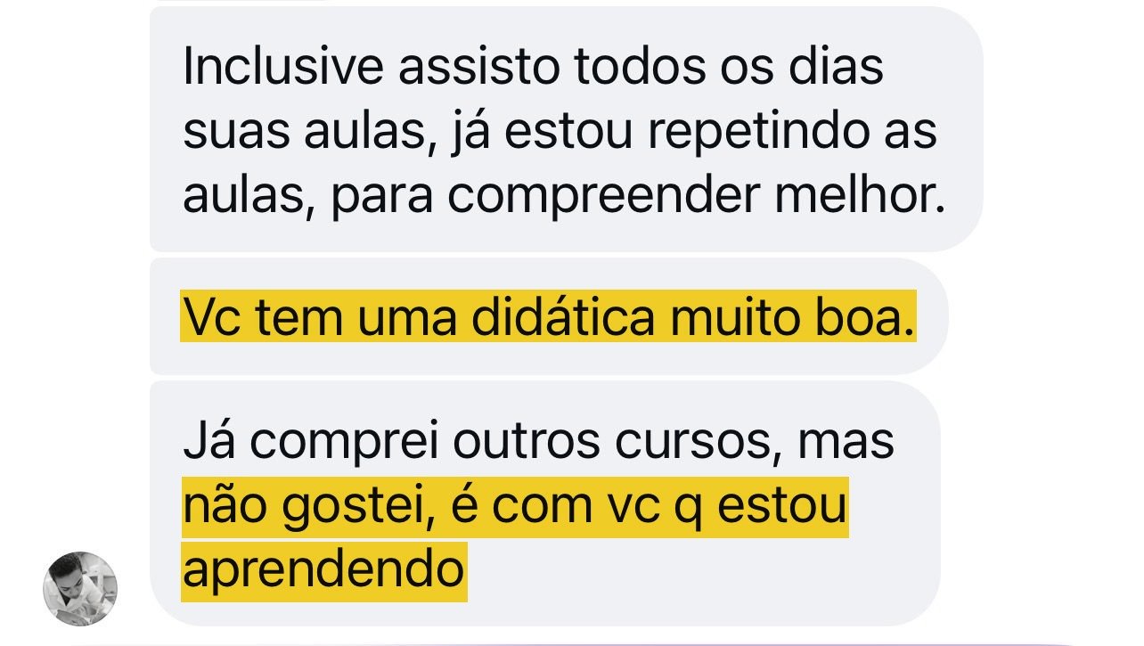 Depoimento de aluno que assiste as aulas diariamente